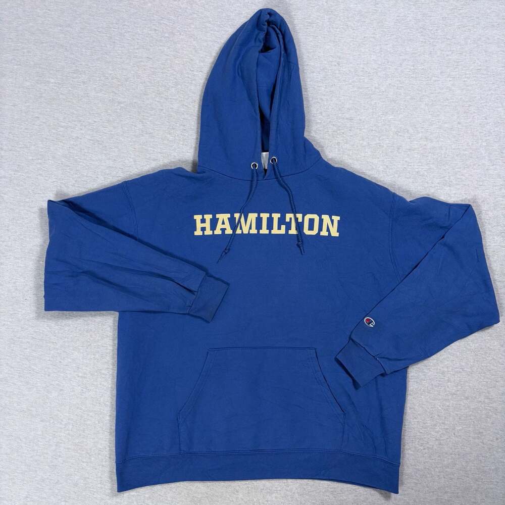 Champion Hamilton College Blue Pullover Hoodie Sweatshirt XL